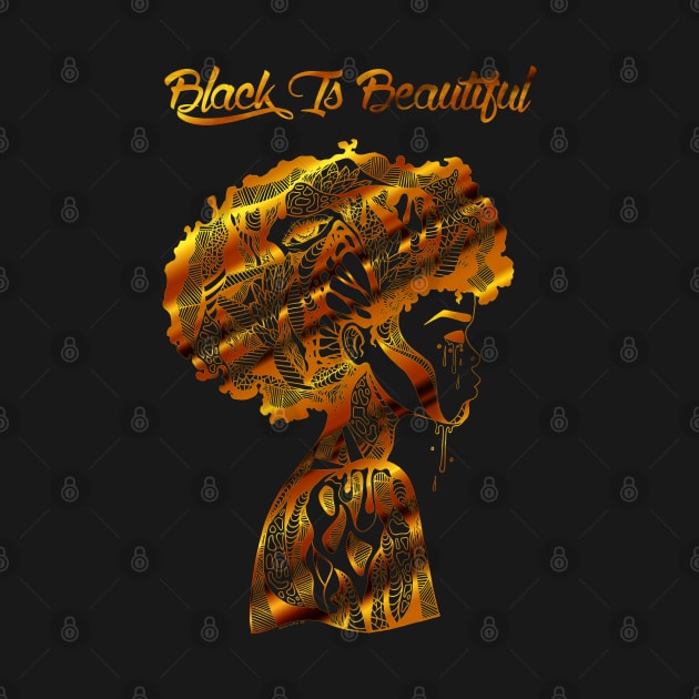 Afro Beauty With Black Is Beautiful In Gold by kenallouis