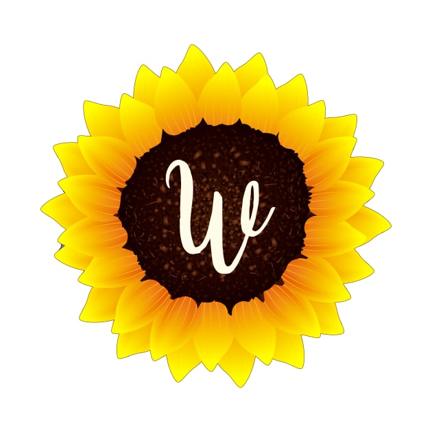 Floral Monogram W Bright Yellow Sunflower by floralmonogram