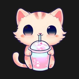 Cat Drinking Bubble Tea T-Shirt