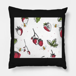 Summer Strawberries and Honey Bees Pillow