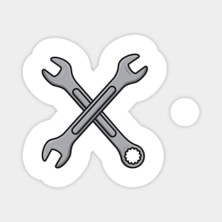 Wrench tool and Metric Spanner Wrench vector illustration. Mechanic working tools equipment objects icon concept. Wrench and Metric Spanner tool in cross sign vector design Magnet