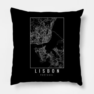 Lisbon Portugal Minimalist Map Pillow