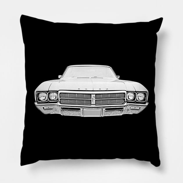 Buick Skylark 1960s American classic car monochrome Pillow by soitwouldseem