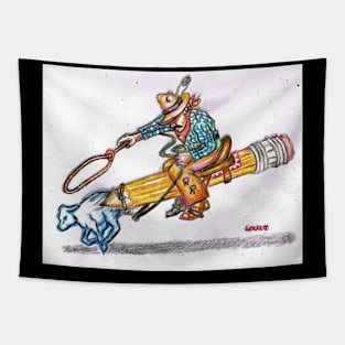 Pencil Calf Roping Tapestry