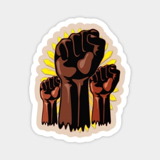 Black Power Raised Fists Symbols Slogan on Abstract yellow sun Magnet