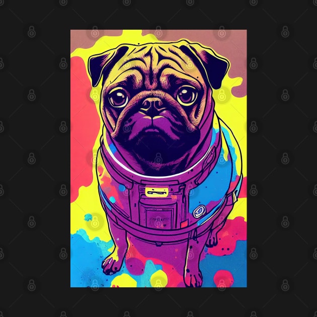 Astronaut pug portrait by etherElric