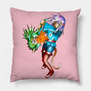 Cat and a dragon for dnd fans Pillow