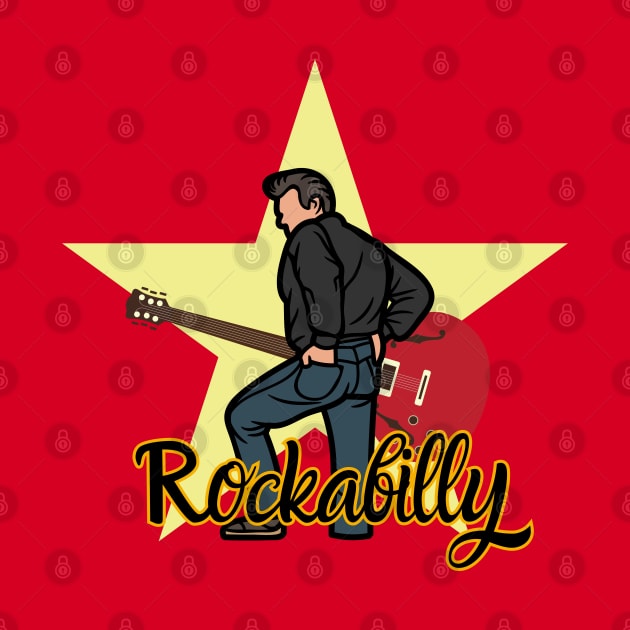 Star Rockabilly Greaser and Red Guitar by DAZu