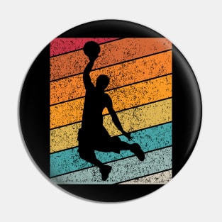 Basketball Slam Dunk 2 Outdoor Sports Retro Sunset Design Pin