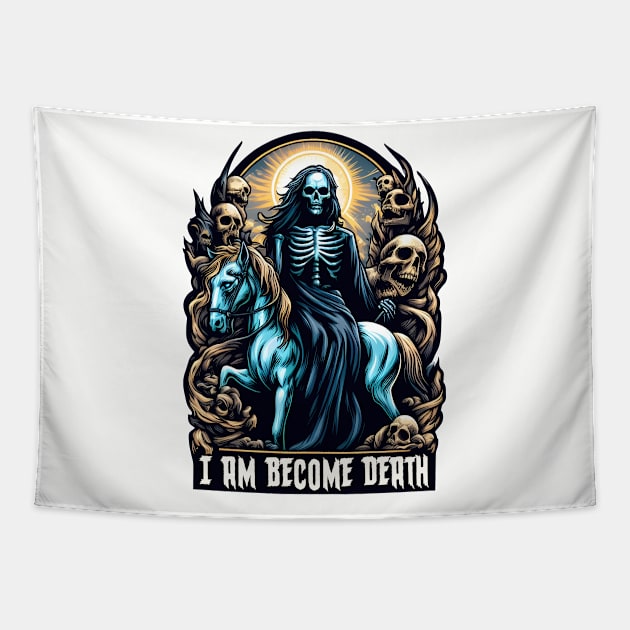 I am Become Death - Skeleton with a pale horse Tapestry by WolfeTEES