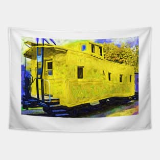 A Bright Yellow Caboose Tapestry