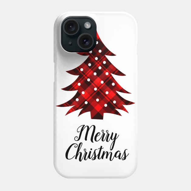 Merry Christmas Plaid Christmas Tree Phone Case by julieerindesigns