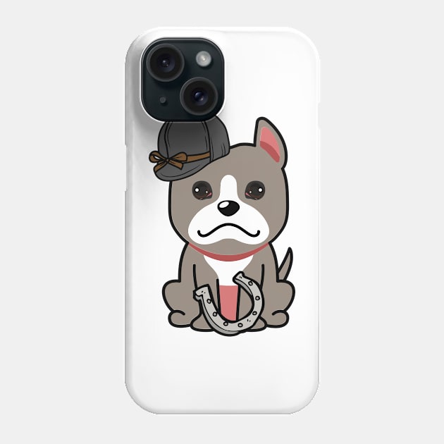 Funny grey dog is ready to ride a horse Phone Case by Pet Station