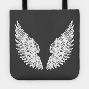 Angel Wings Hope Love Faith Divinity Trinity Jesus Tattoo Artistic Vector Dove Bird Wings of Redemption Tote