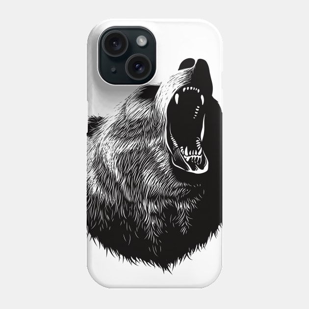 Roaring Bear (white) Phone Case by zoneo