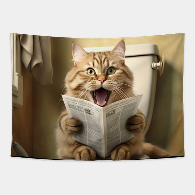 The Feline Newshound Tapestry by vk09design