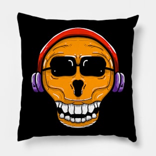 Skull head using headphone Pillow