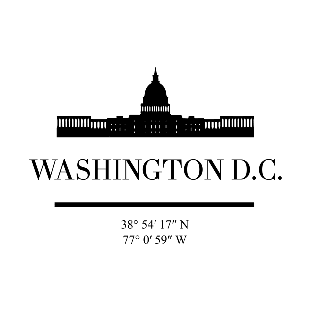 WASHINGTON DC BLACK SILHOUETTE SKYLINE ART by deificusArt