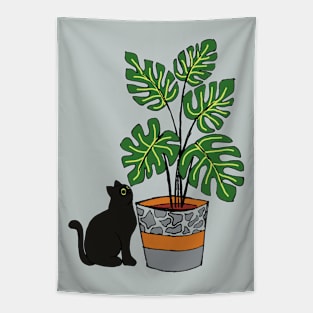 Cat near planter Tapestry