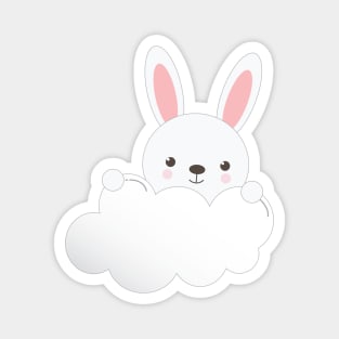 Cute Baby Bunny on a Cloud Magnet