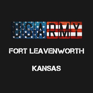 Fort Leavenworth Kansas US Flag Army T-Shirt