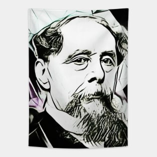 Charles Dickens Black and White Portrait | charlles dickens artwork 4 Tapestry