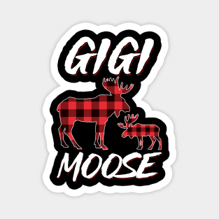 Red Plaid Gigi Moose Matching Family Pajama Christmas Gift Magnet