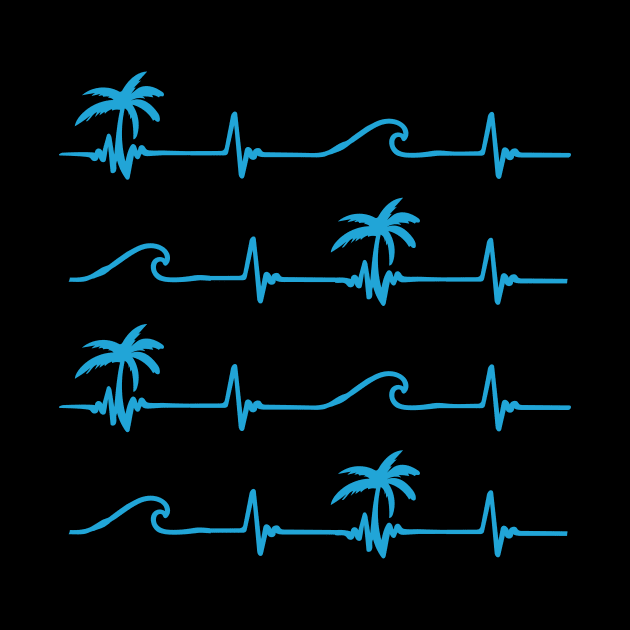 Palms and Wavs Pattern x4 Tee - Blue by jhonithevoice