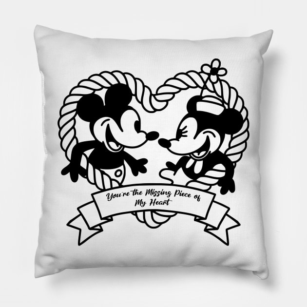 Valentine's Day Steamboat Willie Pillow by InkPxel