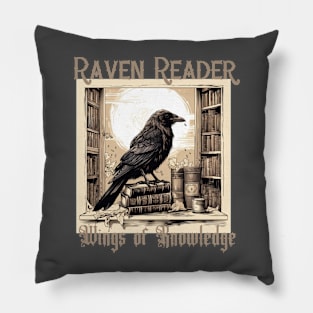 Raven and books wings of Knowledge Pillow