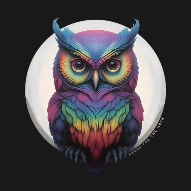 Awesome Rainbow Night Owl design by MarikoArt