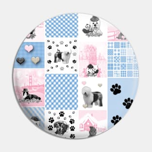 Dog Lovers Patchwork Pattern Pin