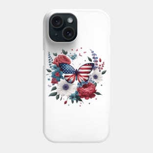 Patriotic Butterfly, 4th of July Design Phone Case