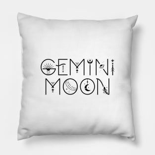 Gemini moon sign celestial typography Pillow