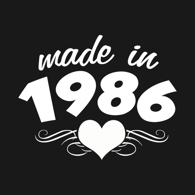 30th birthday gifts for women Made in 1986 Heart Design 30 birthday shirt by AwesomePrintableArt