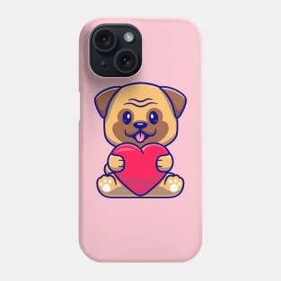 Cute Pug Dog Holding Love Cartoon Phone Case