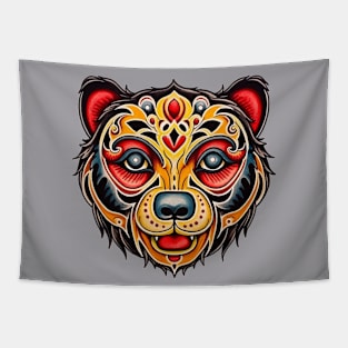 Spirit Animal Tribal Bear Face Tapestry