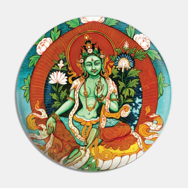 Green Tara Tapestry Pin by mariasshop