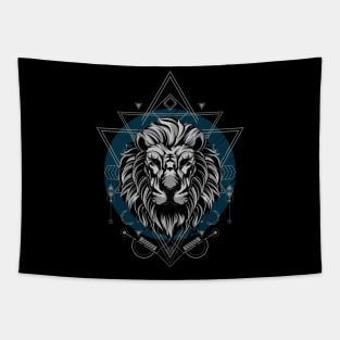 Lion / Urban Streetwear / White Lion and Ornaments Tapestry