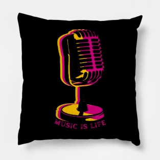 Vintage Mic - Music is Life Pillow