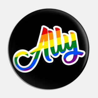 Cute Ally Rainbow Pride Flag Pin