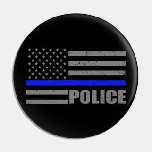 Police Officer Thin Blue Line American Flag Pin