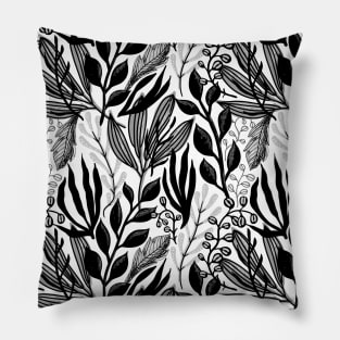 Black and white flower pattern classy and elegant Pillow