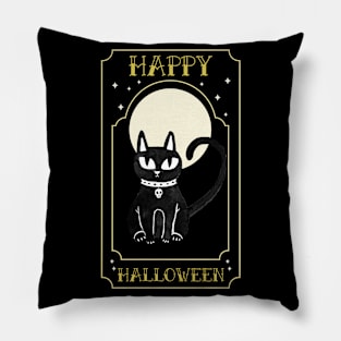 Happy Halloween Black Cat Design Pillow