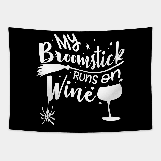 My Broomstick Runs On Wine Tapestry by goldstarling