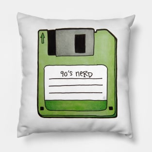 90's Nerd, Colorful - Retro Floppy Disc Drawing Pillow