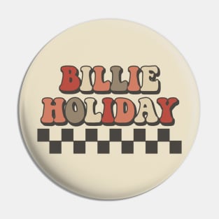 Billie Holiday Checkered Retro Groovy Style Pin