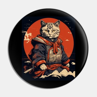 Japanese art Cat Ninja ukiyo-e Anime Stye Samurai Cat Pin