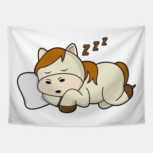 Horse at Sleeping with Pillow Tapestry