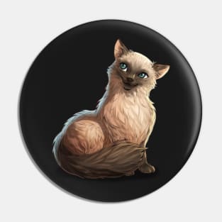 Malaysian or Siamese Longhair Cat Pet Portrait Pin